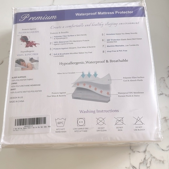 Elelen Waterproof Noiseless Hypoallergenic Mattress Protector Pack 2 Size Full - Picture 7 of 7